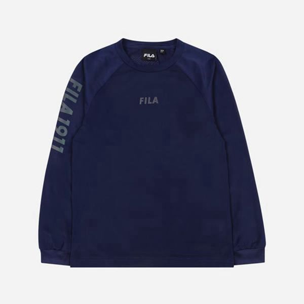 Fila Aurora Crew Neck L/S Boy's T-Shirts - Navy,NZ 170-18536